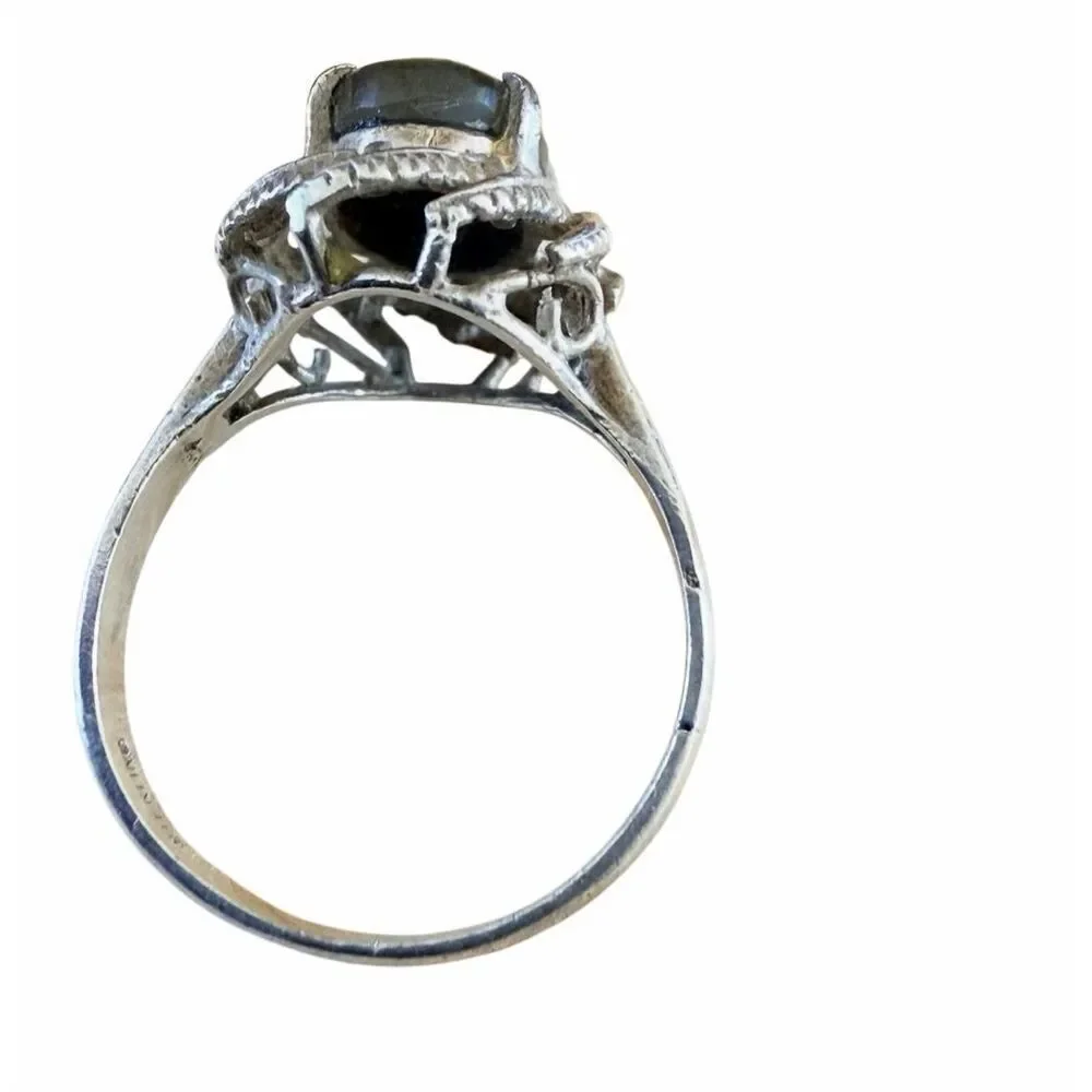 Vintage Sterling Silver Labradorite Statement Ring